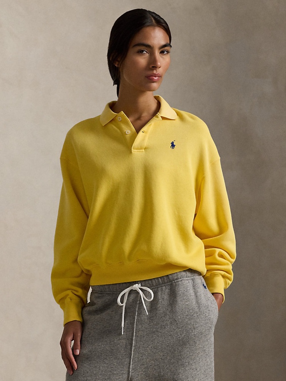 Ralph Lauren Bright Yellow Polo Sweatshirt with Navy Pony